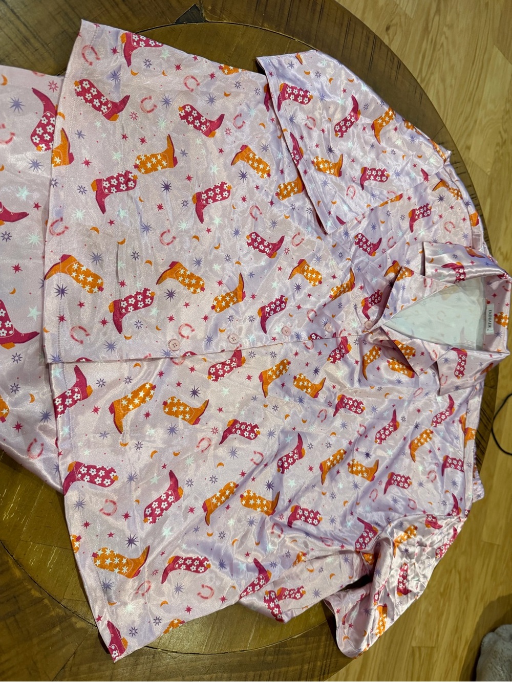 Womens Pink Star & Boot Print Pajama set
